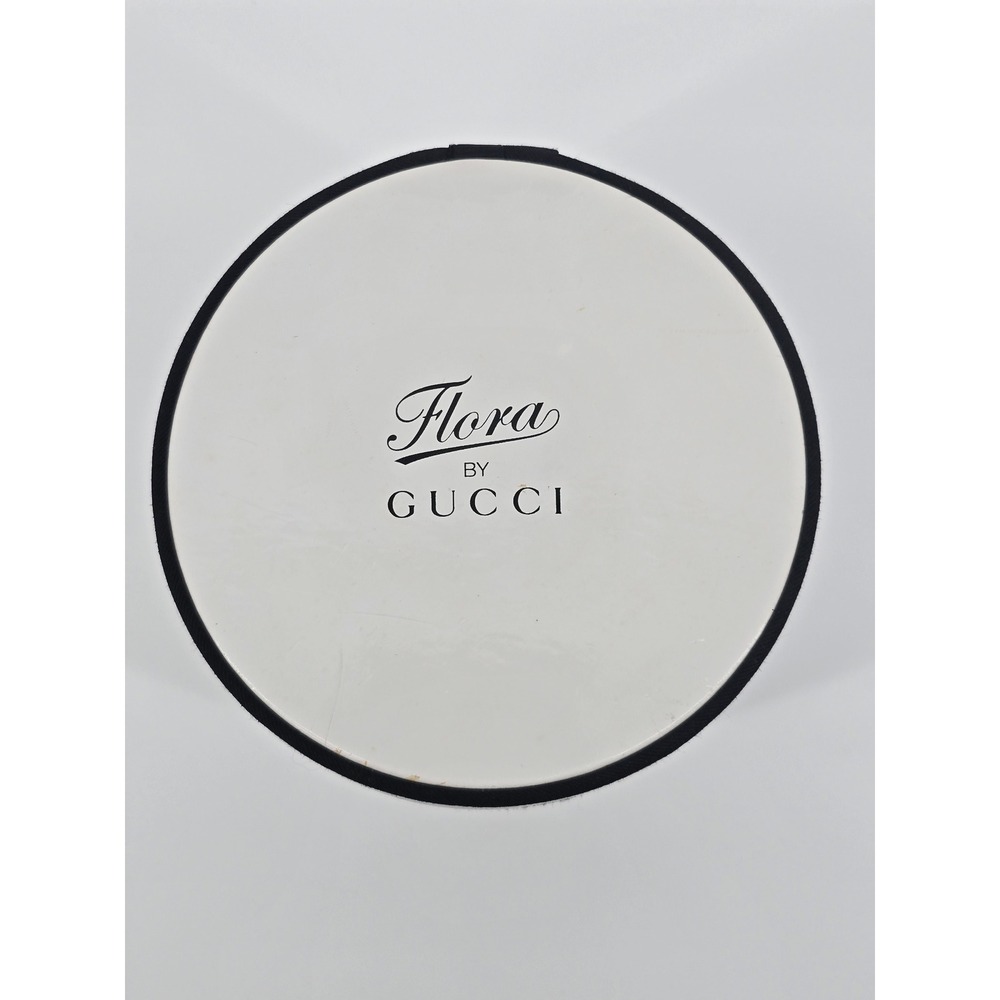 Flora by Gucci Round White Black Floral Interior Vanity Cosmetic Case 82443044